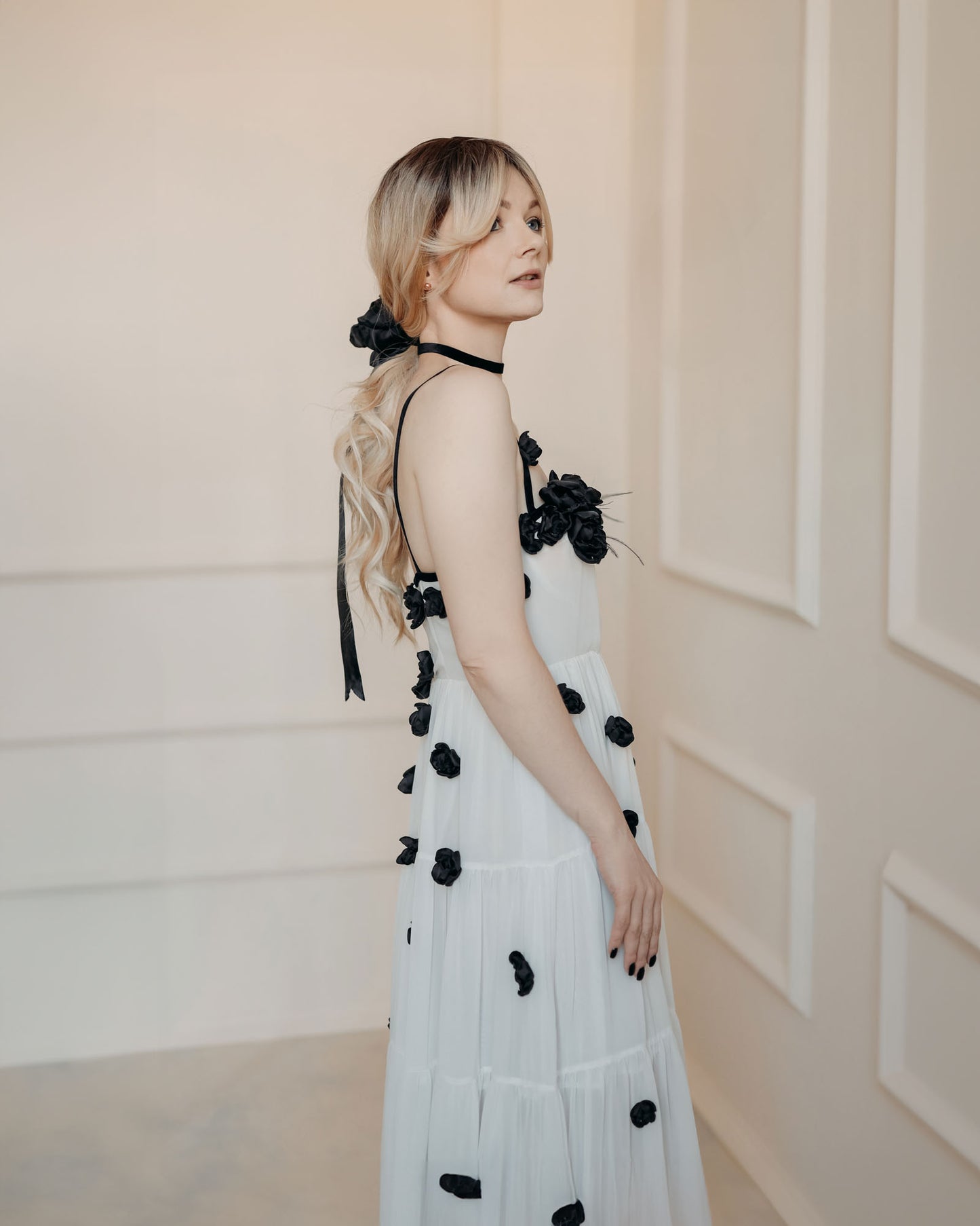 Suknia Midi Midnight Floral Cascade Dress